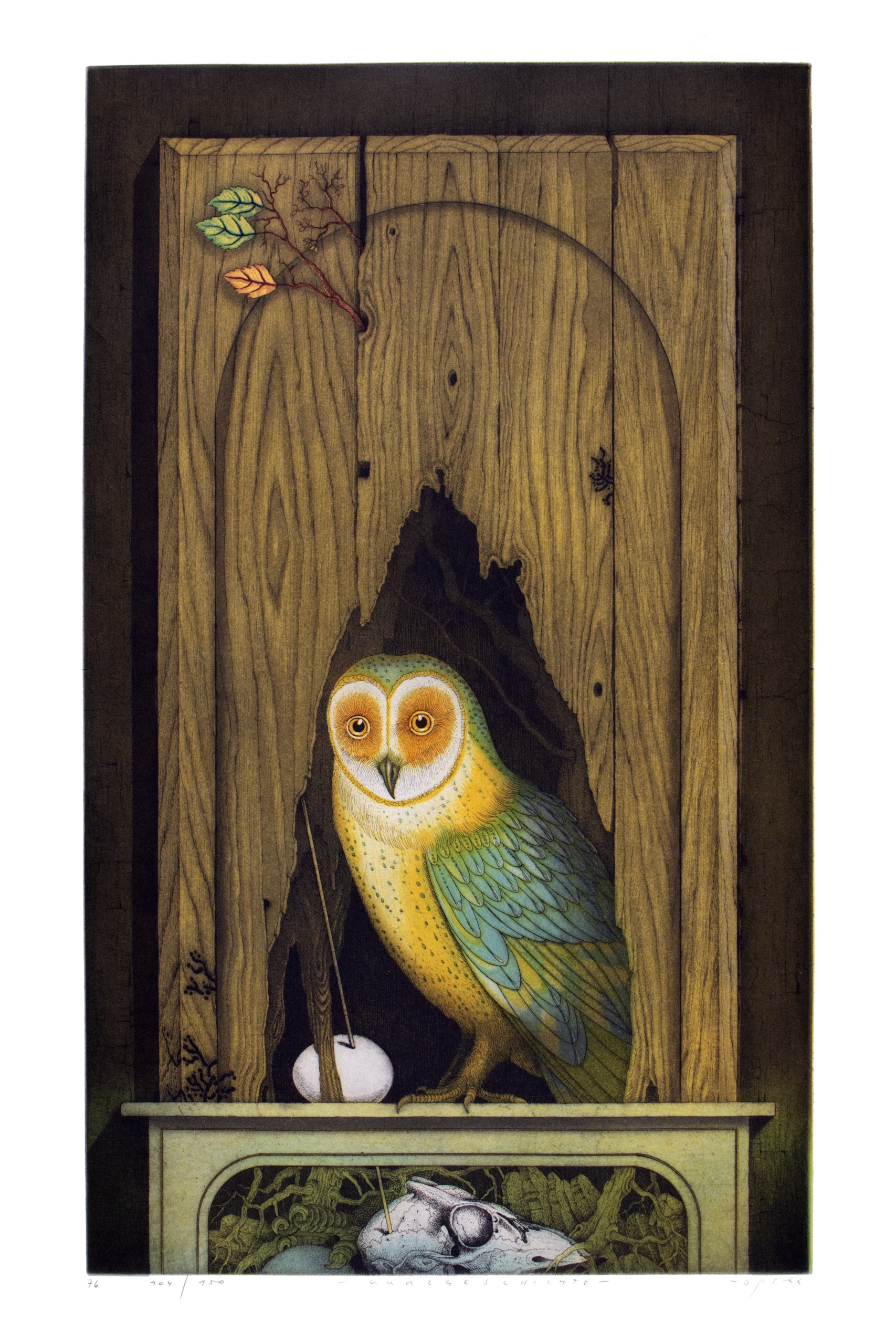 Vojska, Marjan - Kurzgeschichte 1976, Eule mit Ei, 1976 Vojska, Marjan - Kurzgeschichte 1976, Eule mit Ei, 1976